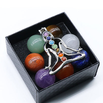 Natural Crystal 7 Chakra Stone Set | 7 Round Healing Stones for Mind & Body