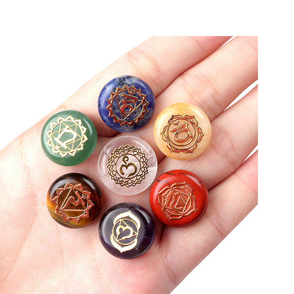 Chakra Healing Stones Set with Engraved 7 Chakra Symbols