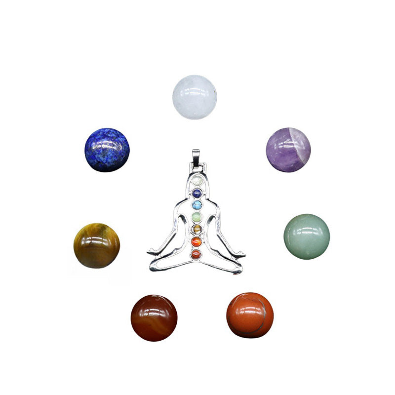 Natural Crystal 7 Chakra Stone Set | 7 Round Healing Stones for Mind & Body