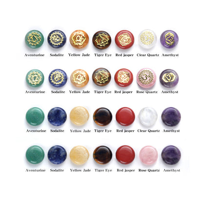 Chakra Healing Stones Set with Engraved 7 Chakra Symbols