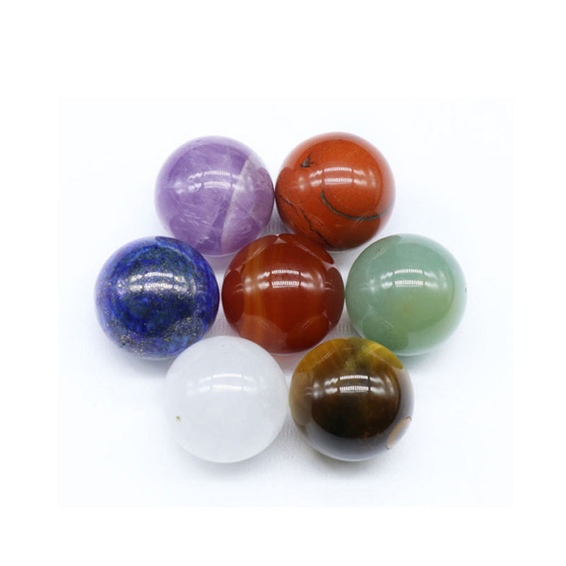 Natural Crystal 7 Chakra Stone Set | 7 Round Healing Stones for Mind & Body