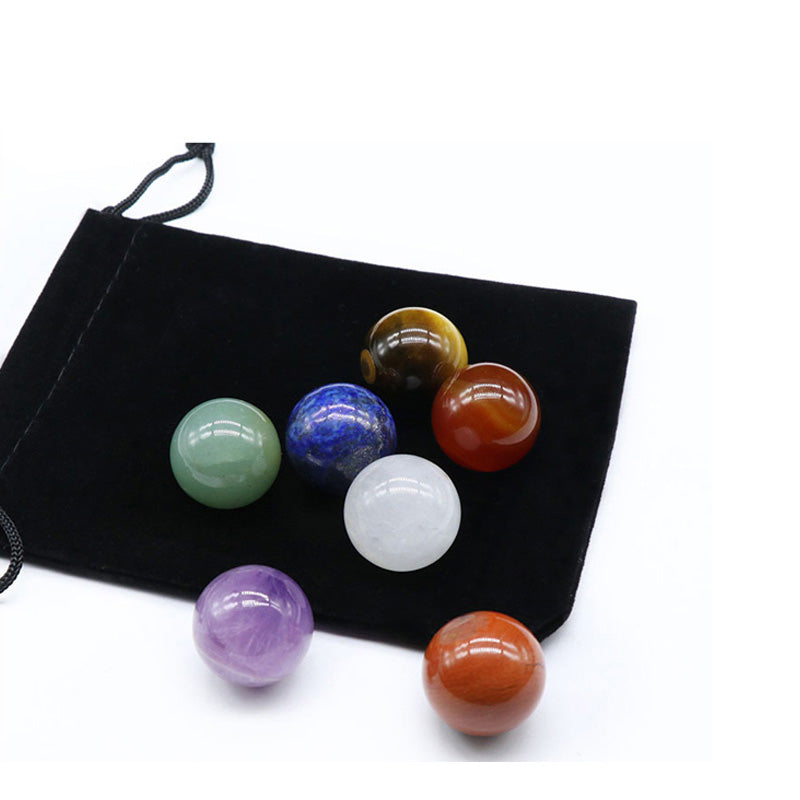 Natural Crystal 7 Chakra Stone Set | 7 Round Healing Stones for Mind & Body