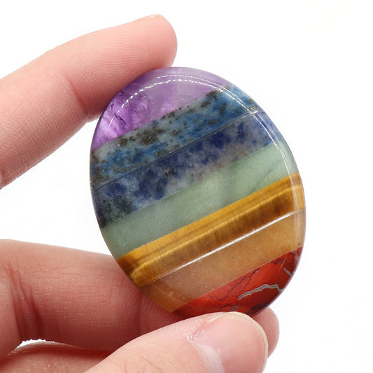 7 Chakras Thumb Worry Stone – Seven Chakra Crystal for Relaxation, Stress Relief, and Anxiety